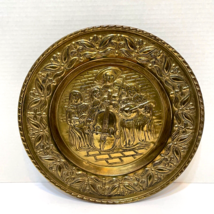 Antique Embossed Metal Wall Hanging Plate Music Themed Holland 12&quot; Diameter - £14.86 GBP