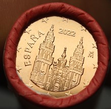 Gem Unc Original Roll (50) Spain 2022 5 Euro Cent Coins~Cathedral~Free Shipping - £30.38 GBP