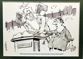Original signed B&amp;W cartoon by Bolinger &quot;EARLY WORM&quot; - £11.73 GBP