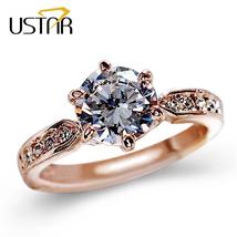 USTAR Silver / Rose Gold Plated Ladies Ring with 1.75ct AAA Austrian CZ - £14.38 GBP
