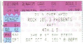 Vintage Ratt Ticket Stub October 4 1997 San Diego California - $24.74