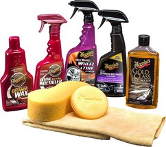 Car Cleaner Kit Classic Wash Wax Set 8-Piece Cleaning Detail Towels Sponge Glass - £48.32 GBP
