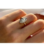 Marquise solitaire engagement ring, Lab diamond ring, 14k two tone gold ... - $2,034.91 CAD+