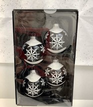 Northlight Shiny Black &amp; White Snowflake Glass Ball Christmas Ornaments, 2.5&quot; - £11.66 GBP