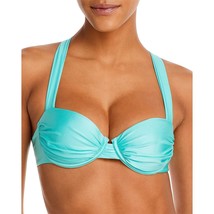 Aqua Women&#39;s Ruched Underwire Bikini Top Blue L B4HP $58 - $19.95