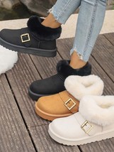 Fur-Lined Buckle Winter Ankle Boots - $40.99