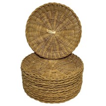Vtg Woven Wicker Rattan Bamboo Plate Holders Camping Lot Of 12  Picnic 6 - 7&quot; - £13.44 GBP