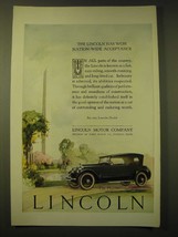 1924 Lincoln Phaeton Car Ad - The Lincoln has won nation-wide acceptance - $18.49