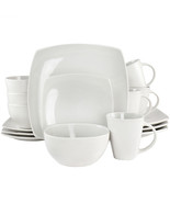 Soho Lounge Bright Shell 16 Piece Square Stoneware Dinnerware Set in She... - $186.44 CAD