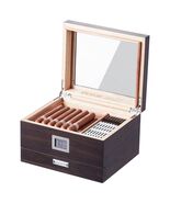 50 Cigar Humidor Glasstop Cedar Cigar Box Humidifier &amp; Hygrometer &amp; Drawer - $82.86 CAD