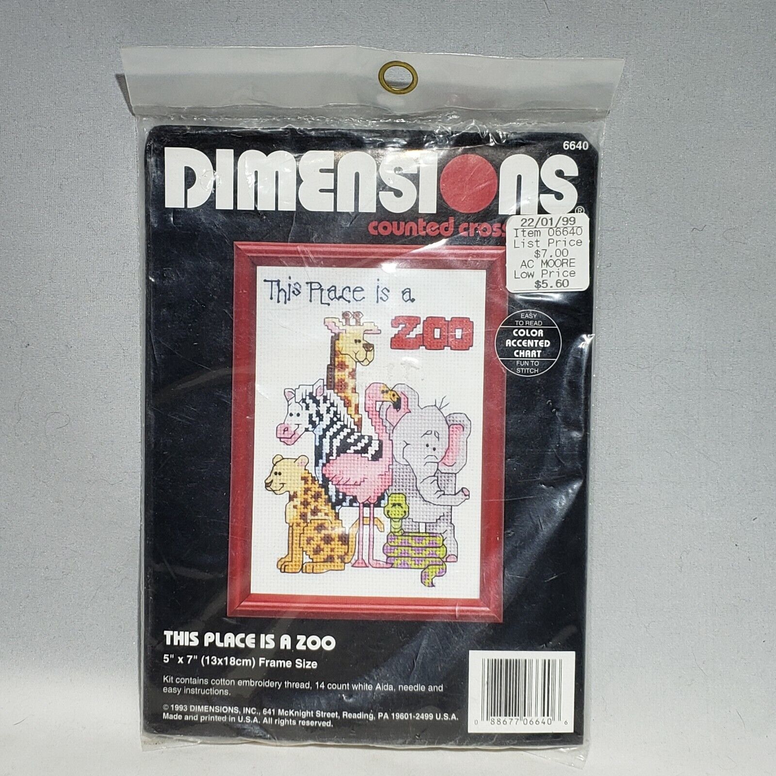 Primary image for Dimensions Counted Cross Stitch Kit 6640 This Place is a Zoo 5" X 7" NOP Animals