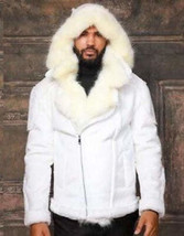 Men&#39;s Manzini White Faux Fur Hoody Fashion Coat NWT - £186.97 GBP