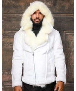 Men&#39;s Manzini White Faux Fur Hoody Fashion Coat NWT - $250.00