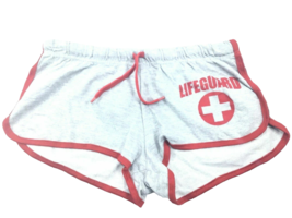 Womens Lifeguard Sexy Short Shorts Gray w/ Red Lace Size Large Missing Tags - £13.99 GBP