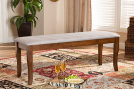 Golda Gray Fabric Upholstered and Walnut Brown Dining Bench - $2,074.51 MXN