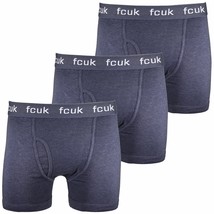 FCUK Men&#39;s 3 Pack Navy Blue w/ Navy Blue Strap Boxer Briefs (S09) - £11.36 GBP