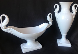 Pair of 1960s Porcelain Classical Swan Vases by Alboth &amp; Kaiser - £639.65 GBP
