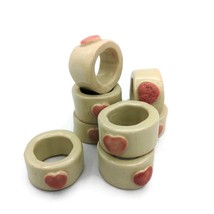 8Pc Extra Large Ceramic Tube Beads, Handmade Macrame Beads With Decorative Heart - £69.61 GBP