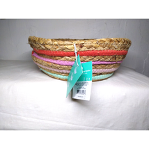 Pillowfort Water Hyacinth &amp; Coiled Rope Stripe Collapsible Storage Baske... - $8.86