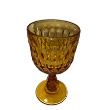 Vintage Fenton Thumbprint Amber Glass Water Goblet - $14.85