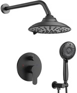 Black Shower Faucets Sets Complete Fixtures 8 Function Handheld Spray Lu... - £133.13 GBP