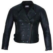 Black Jacket Women - Womens Moto Real Motorcycle Genuine Leather Jacket - £211.88 GBP