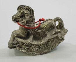 N) Vintage Silver Plated Rocking Horse Coin Piggy Bank Leonard Japan - £7.89 GBP