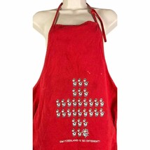 Swiss Apron Kitchen Vintage Hostess Red Sink Lace Geneve Cotfer Cook Cooking - £21.12 GBP