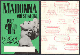 Rectangular 1987 Madonna OTTO Cloth Backstage Pass from the Who&#39;s That G... - £9.72 GBP