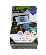 Halo Infinite 3 Piece Twin Sheet Set Fitted Flat And Pillowcase Blue Green - $680.07 MXN