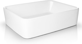 White Ceramic Rectangular Vessel Sink, Contemporary Above-Counter Bathroom - £54.72 GBP