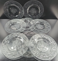 8 Arcoroc Holly Tree Dinner Plates Set Vintage Clear Christmas Etched Dishes Lot - £63.04 GBP