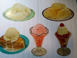 Diner Dessert Ice Cream Large Signs Apple Pie Shop Diecut Paper 1950s Lo... - £16.70 GBP