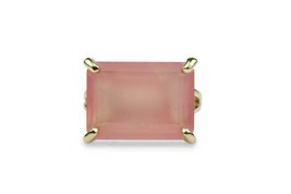 Solid 925 Sterling silver Gold Plated pink chalcedony cocktail prong Ring - £56.69 GBP