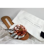 Veronica Beard Made in Italy Cognac Suede Open Toe Size 6 Mule Sequin Fl... - $1,642.74 MXN