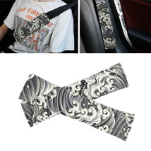 2Pcs SAKURA Black Wave Fabric Soft Cotton Seat Belt Cover Shoulder Pads - $12.00