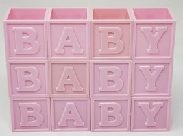 Vtg Baby Shower Fillable 2&quot; Plastic Blocks Favors Party Decorations 12 Pink - £7.96 GBP