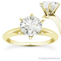 Round Brilliant Cut Moissanite 14k Yellow Gold 6-Prong Solitaire Engagement Ring - £499.66 GBP+