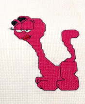 Vtg Garfield Completed Finished Cross Stitch Arlene Cat Pink Girlfriend RARE - £22.30 GBP