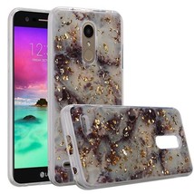 for LG Aristo 2/3 Marble Pattern Design Glitter Case PURPLE - £4.68 GBP