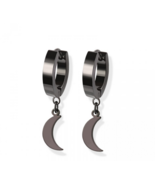 Black moon huggies charm hoops - $12.86