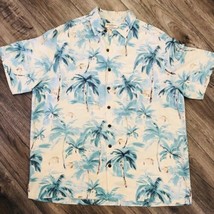 Caribbean 100% Silk Tropical Print Short Sleeve Hawaiian Camp Shirt Mens Sz 2XT - £16.24 GBP