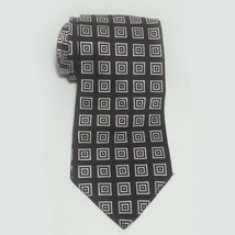 Alcione Milan Men Dress Silk Tie Black White Geometric Print 3.75&quot; wide 57&quot; Long - £23.27 GBP