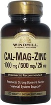 Windmill Calcium, Magnesium and Zinc Tablets 100 Tablets - $24.99
