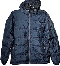 Eddie Bauer Men M EB650 Down Wide Channel Hooded Quilted  Winter Zip Jacket - £39.99 GBP