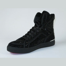 Mens High Top Shoes By FIESSO AURELIO GARCIA ,Fancy Rhine stones 2402 Black image 4
