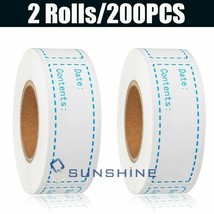 2 Rolls/200Pcs Food Storage Removable Freezer Labels 1X3Inch Stickers Wa... - £20.29 GBP