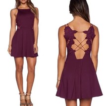Free People $128 &quot;Cha Cha Ponte Like A Dream&quot; Open Back Dress In Plum Wine XS - £36.31 GBP