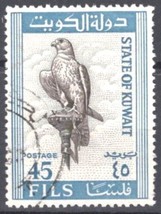 ZAYIX - Kuwait 296 Used - 45f blue Falcon Raptor Birds 103022S59 - £1.17 GBP