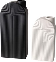 Black And White Geometric Decorative Vases For Home Decor, Mantel, Table, Living - £29.56 GBP